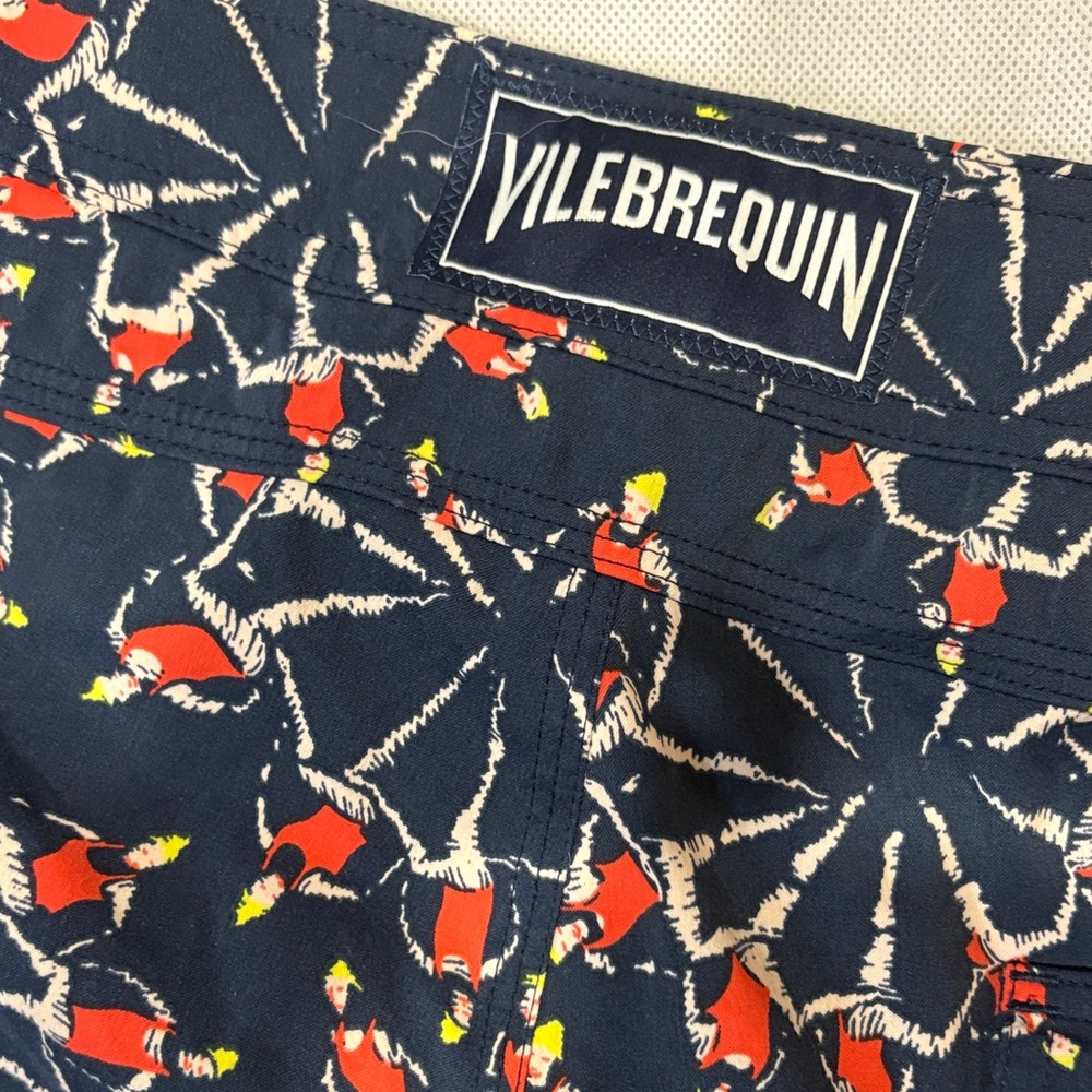 Vilebrequin Dark Blue Swim Shorts with Red Pattern L